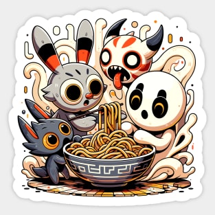 Noodle Frenzy: Animated Critters' Ramen Party Sticker